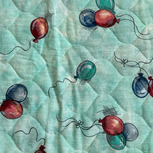 Handmade Baby Blanket Quilt Bunnies Rabbit Balloons Activity Play Mat 33x43 Inch - Picture 13 of 13